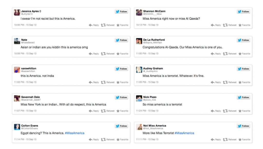 Negative tweets - 2014 Miss America twitter Backlash 