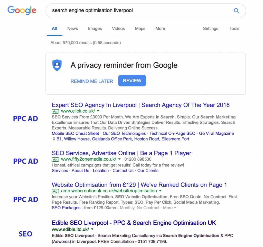 ppc versus seo - seo liverpool